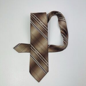 Designer‎ Collection Tie Stripes Brown Tan Necktie Polyester 3"